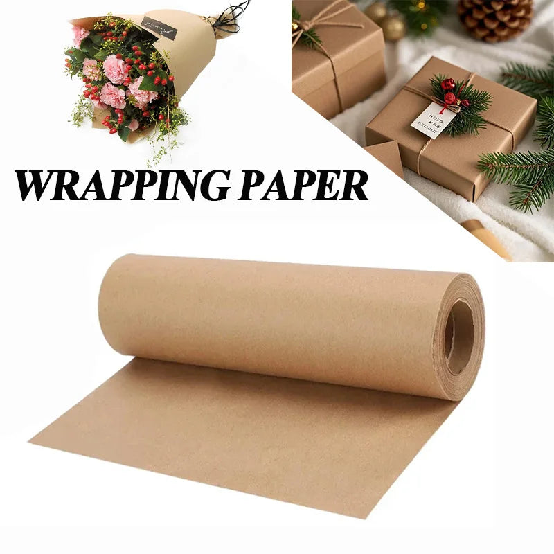 YITAPE 30cm*5M Brown Kraft Paper Roll for Gift Wrapping Moving Packing Material Bouquet Flowers DIY Crafts Painting Art