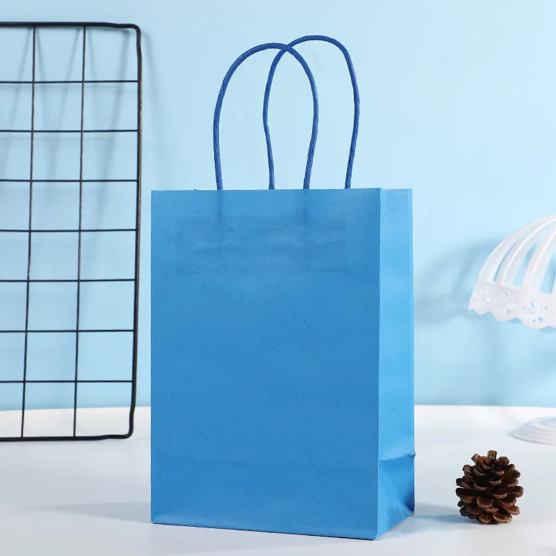 10pcs Candy Colorful Kraft Paper Gift Bag Wedding Party Decoration Gift Shopping Bags DIY Bag Festive Christmas Supplies