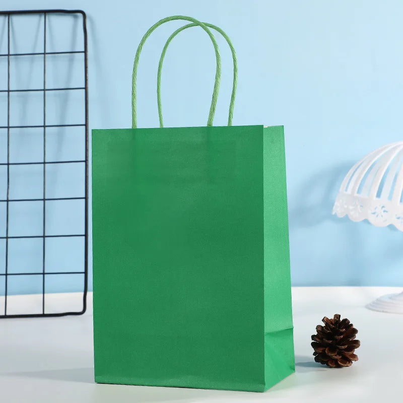 10pcs Candy Colorful Kraft Paper Gift Bag Wedding Party Decoration Gift Shopping Bags DIY Bag Festive Christmas Supplies