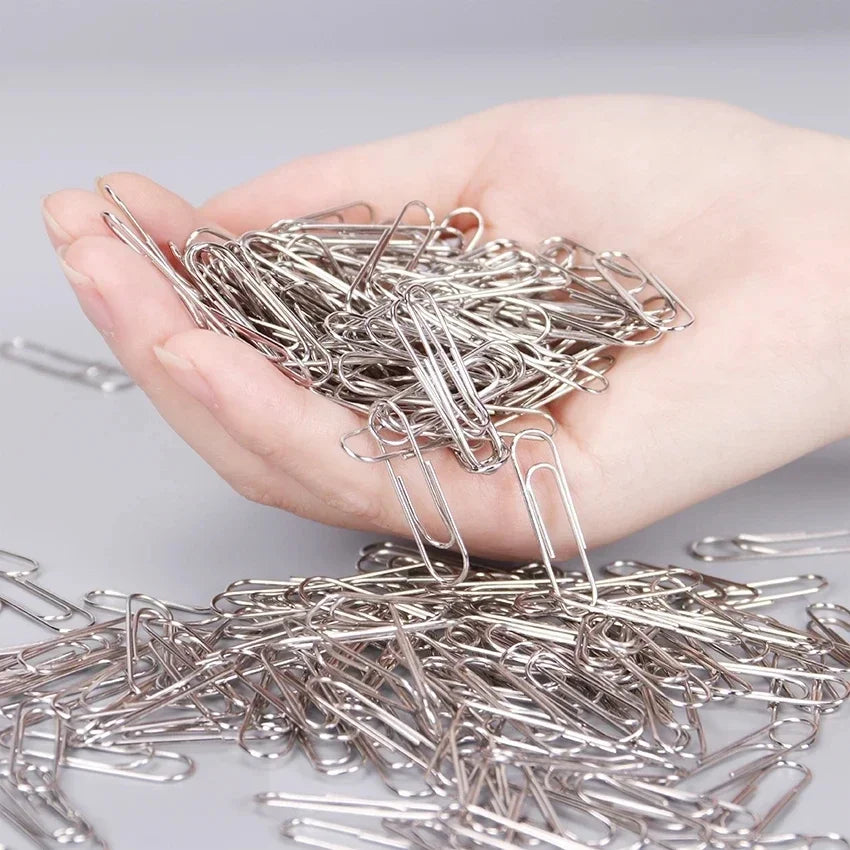 100/200/500PCS Metal Silver Paper Clips for Paperwork Stainless Steel Bookmark Paperclips Organizers Office School Supplies