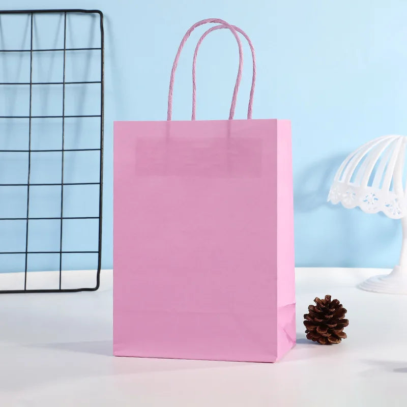 10pcs Candy Colorful Kraft Paper Gift Bag Wedding Party Decoration Gift Shopping Bags DIY Bag Festive Christmas Supplies