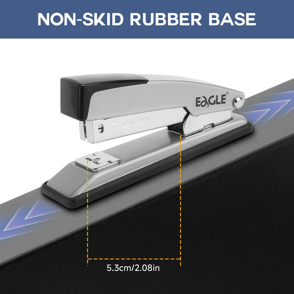 EAGLE Metal Stapler 20 Sheet Capacity Includes 1000 Staples for Temporary/Permanent Binding, Anti-Jam with Non-Skid Base