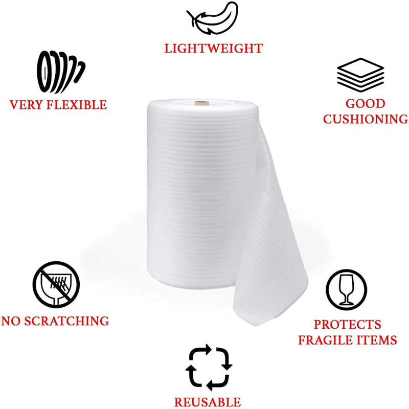 EPE Pearl Cotton Roll 1mm/2mm Thick 30cm/40cm Wide 30M Long Shock-Absorbing Protection Filled with Pearl Cotton for Packaging