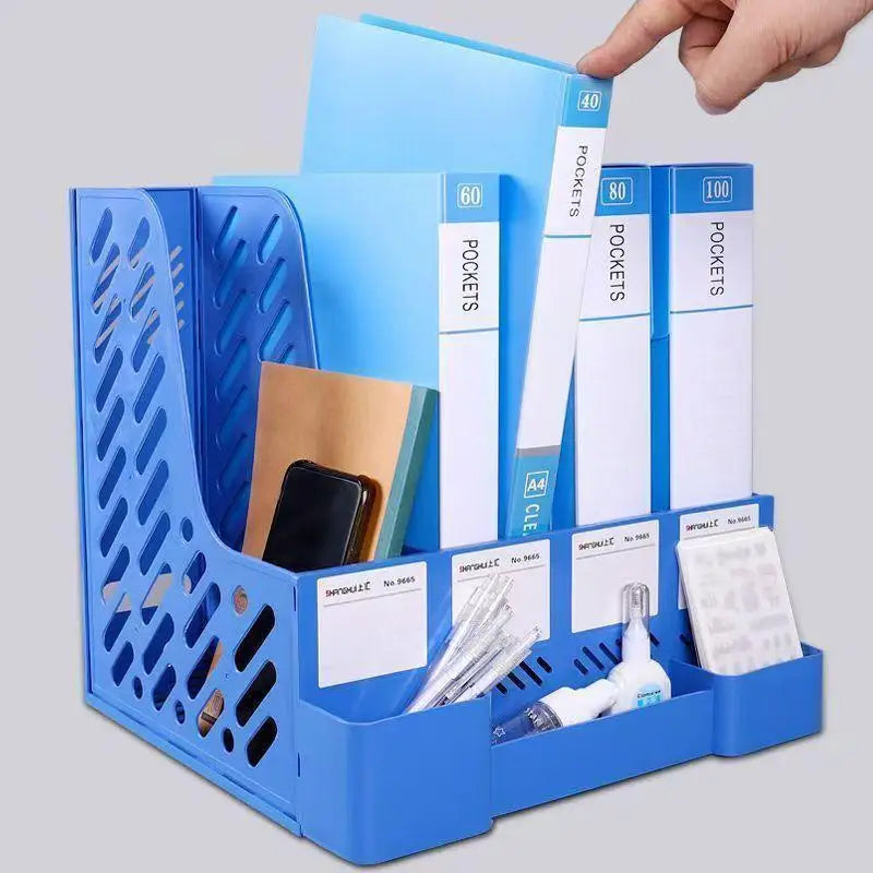 @*4 Column File Rack Holder Multifunctional Desktop Organizer for Books Art Supplies Sundries Office Home Studio