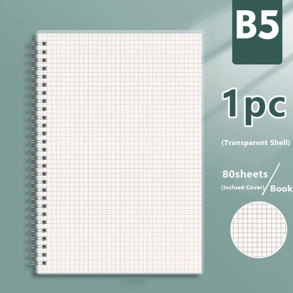 Thickened A4/A5/A6/B5 Coil Notebook Grids/Blank/Horizontal Line Flip Over Design Sketchbook Memo Pad School Office Supplies