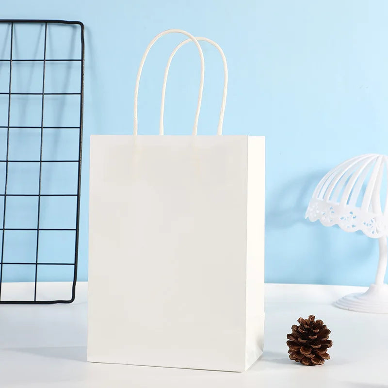 10pcs Candy Colorful Kraft Paper Gift Bag Wedding Party Decoration Gift Shopping Bags DIY Bag Festive Christmas Supplies