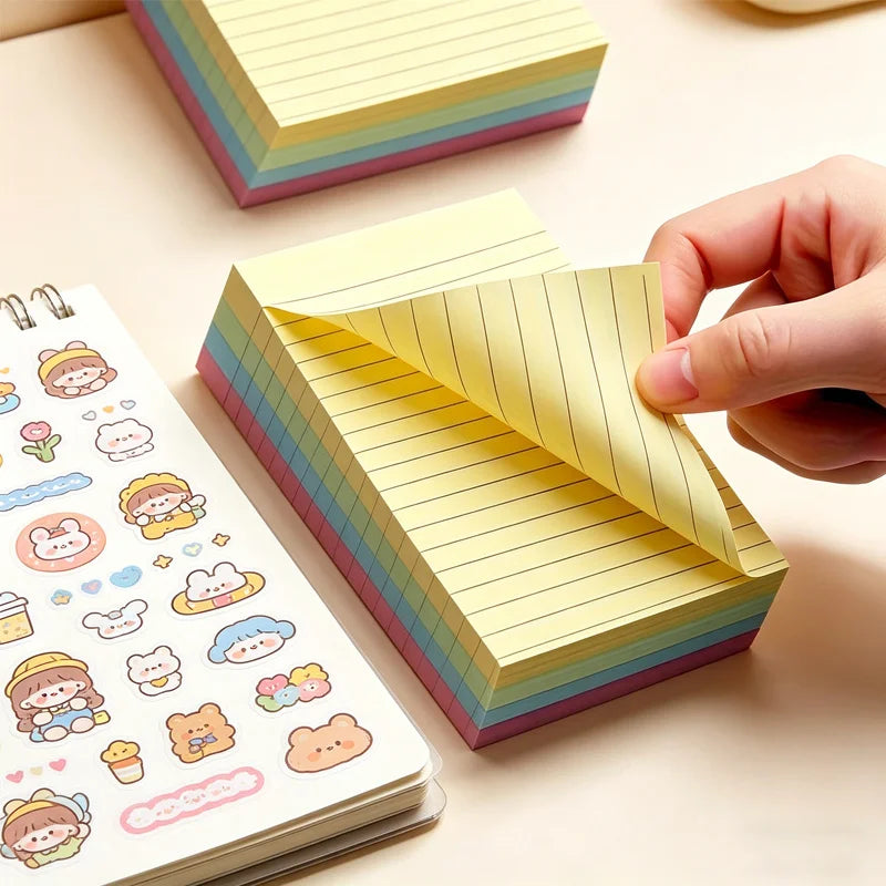 100/600 Pages Line Sticky Notes Multicolor Memo Pad Self-Adhesive Notepads for Students Office Home School Stationery Supplies