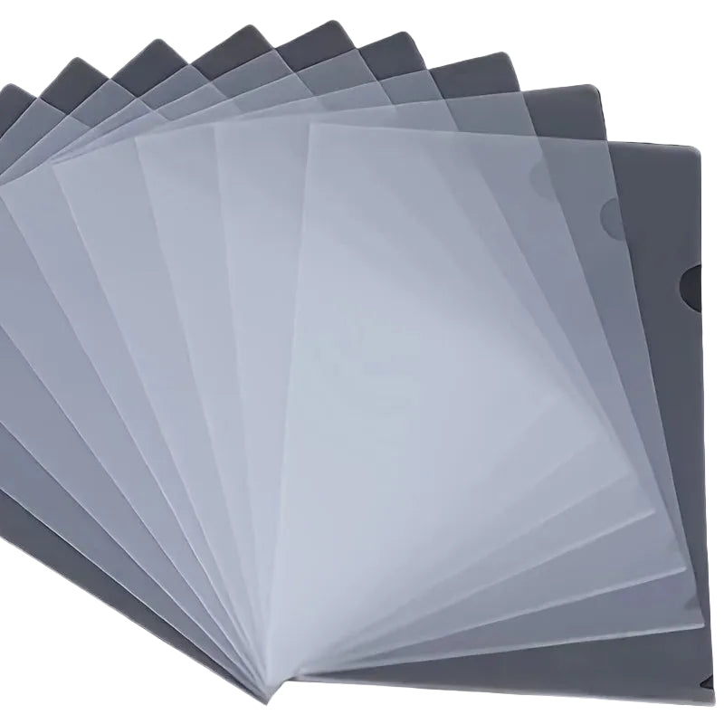 50-Pack PVC Waterproof L-Shaped Plastic Folders, A4 Document Holders and Rectangular Envelopes for Office Storage