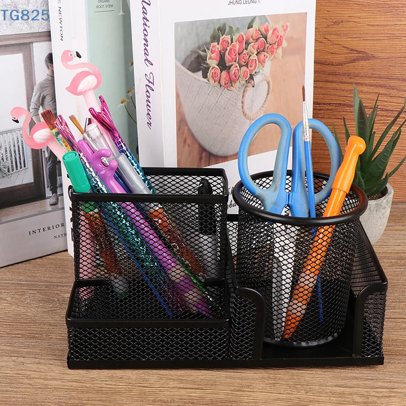 【SA】Desk Stationery Organizer Creative Metal Pen Holder Pencil File Storage Rack Storage Box Office Accessories Desktop Ornament
