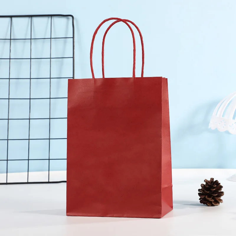 10pcs Candy Colorful Kraft Paper Gift Bag Wedding Party Decoration Gift Shopping Bags DIY Bag Festive Christmas Supplies