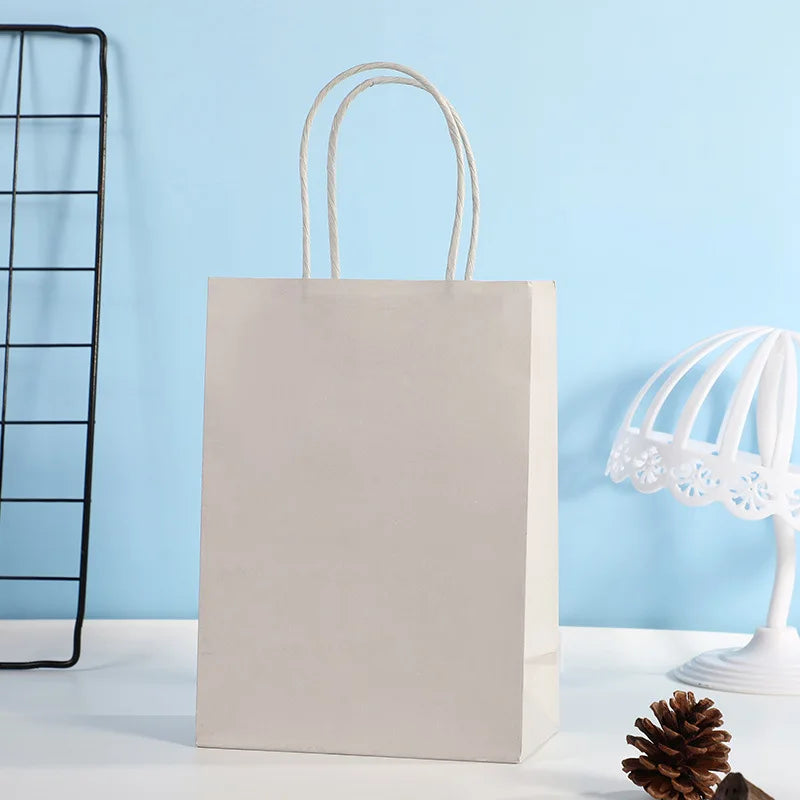 10pcs Candy Colorful Kraft Paper Gift Bag Wedding Party Decoration Gift Shopping Bags DIY Bag Festive Christmas Supplies