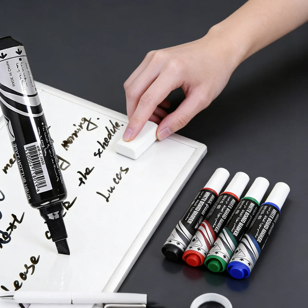 16/4pcs Push-Button Whiteboard Markers - Vibrant Quick-Dry Low-Odor Chisel Tip Pens for Office