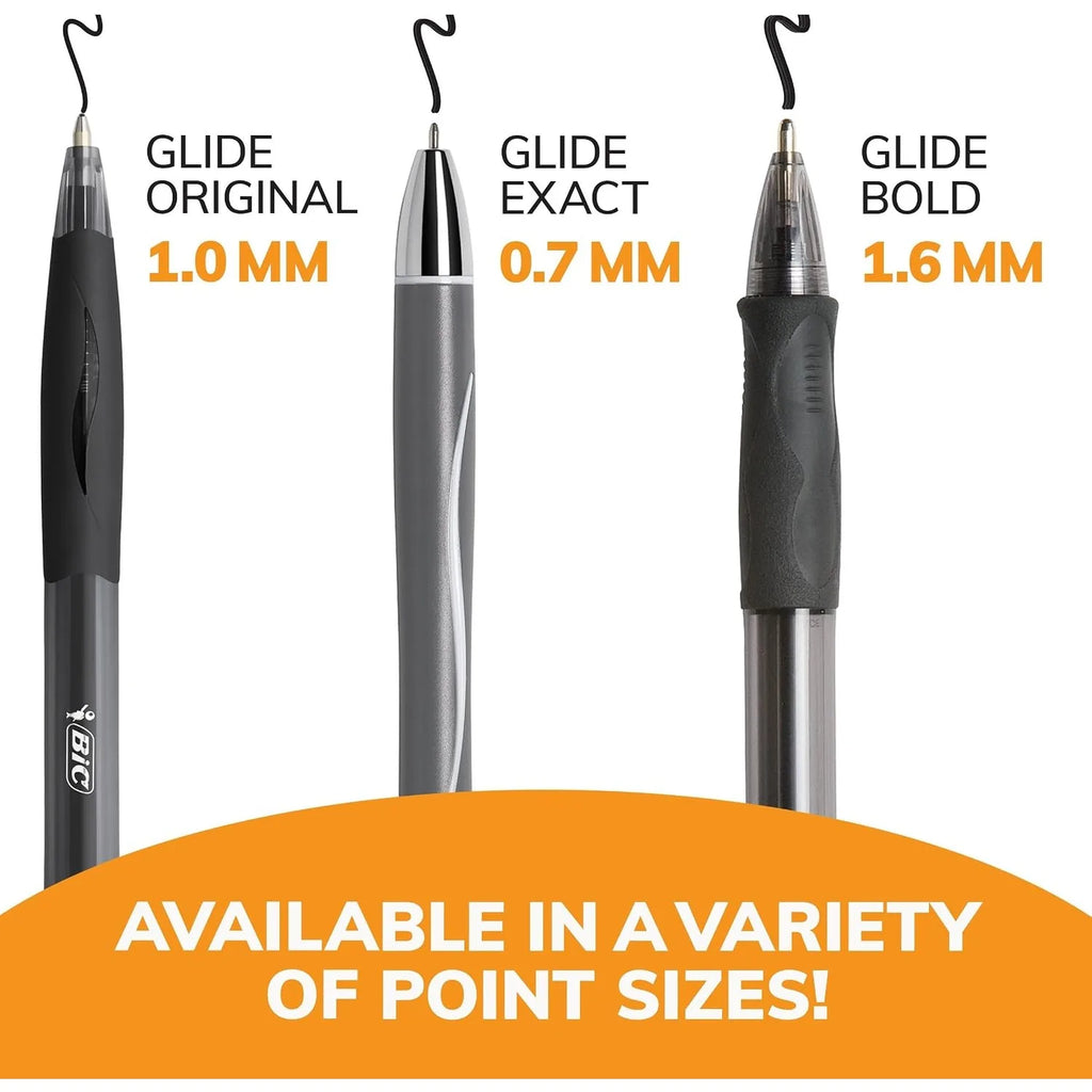 Glide Black Retractable Ballpoint Pens, 1.0mm Medium Point, 4-Count