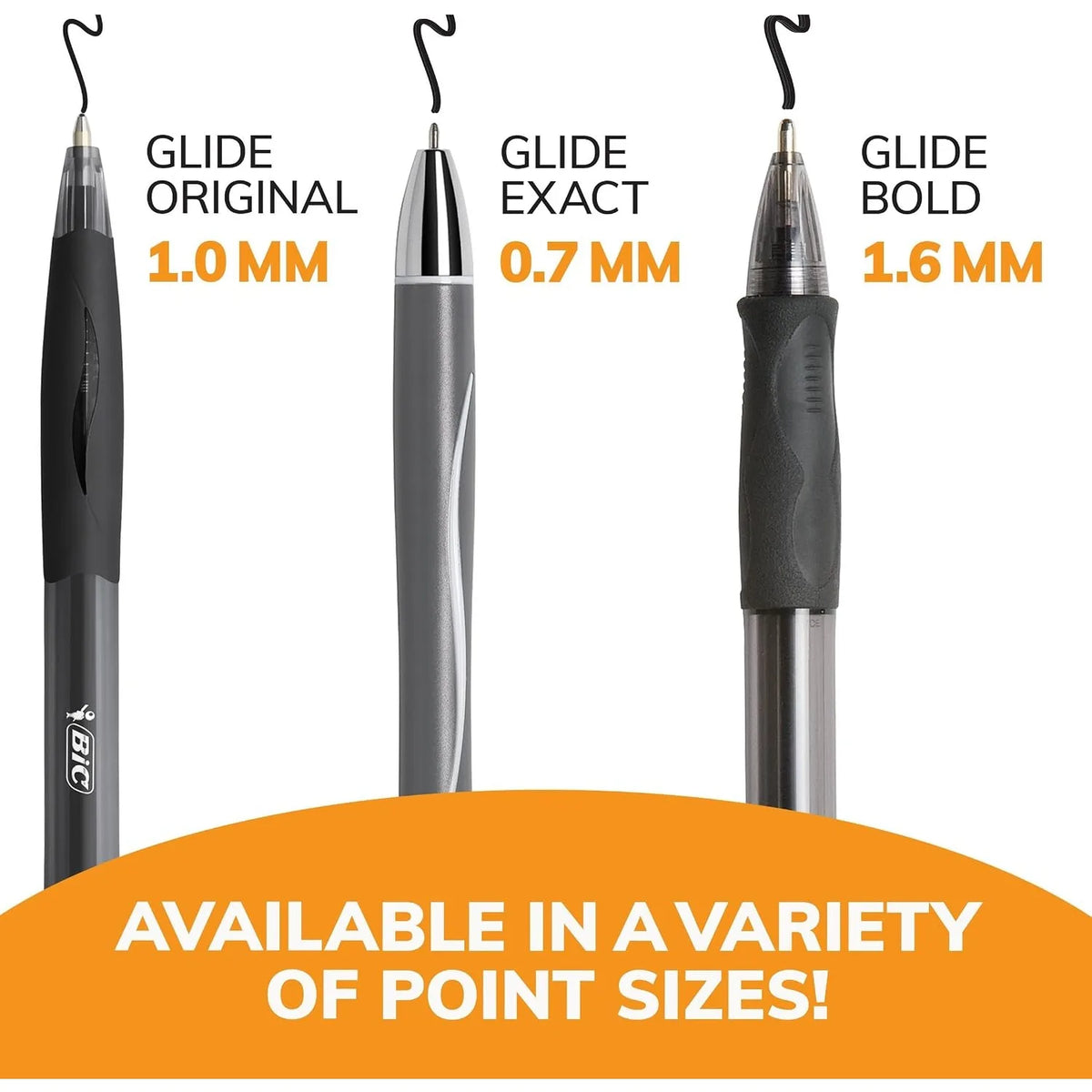 Glide Black Retractable Ballpoint Pens, 1.0mm Medium Point, 4-Count