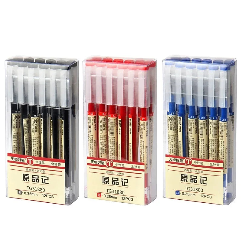 54Pcs/Set Japan Fine Point Pen 0.35mm Black Blue Red Ink Gel Pen Ballpoint Pen School Office Student Writing Stationery Supply