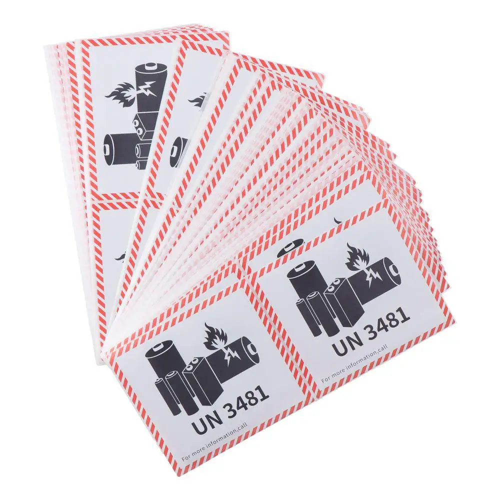 100Pcs Battery Fire Labels UN3481 Transport Lithium Battery Label with Adhesive 4.7 "x 4.3" Transport Warning Label Multipurpose