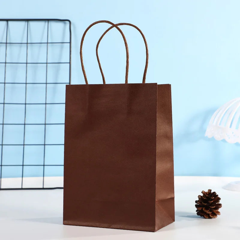 10pcs Candy Colorful Kraft Paper Gift Bag Wedding Party Decoration Gift Shopping Bags DIY Bag Festive Christmas Supplies