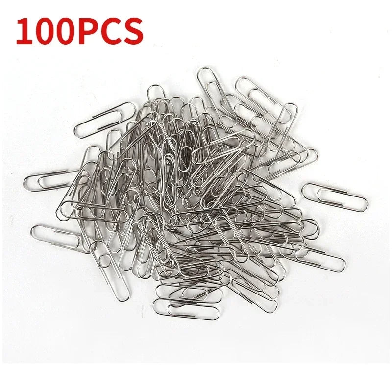 100/200/500PCS Metal Silver Paper Clips for Paperwork Stainless Steel Bookmark Paperclips Organizers Office School Supplies