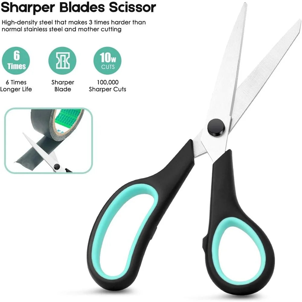 8-Inch Multi-Purpose Heavy Duty Scissors. Comfortable Grip Craft Scissors For Office Home Sewing Fabric Art Craft DIY Kitchen To