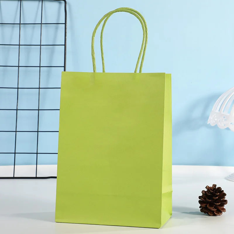10pcs Candy Colorful Kraft Paper Gift Bag Wedding Party Decoration Gift Shopping Bags DIY Bag Festive Christmas Supplies