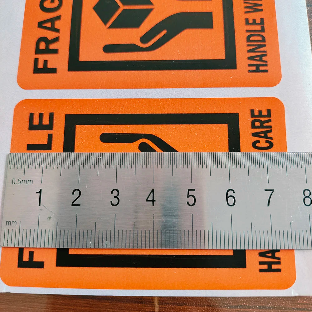 100pcs FRAGILE HANDLE WITH CARE Paper Shipping Label Sticker Package Safety Protection Reminder Delivery Transfer Damage Warning