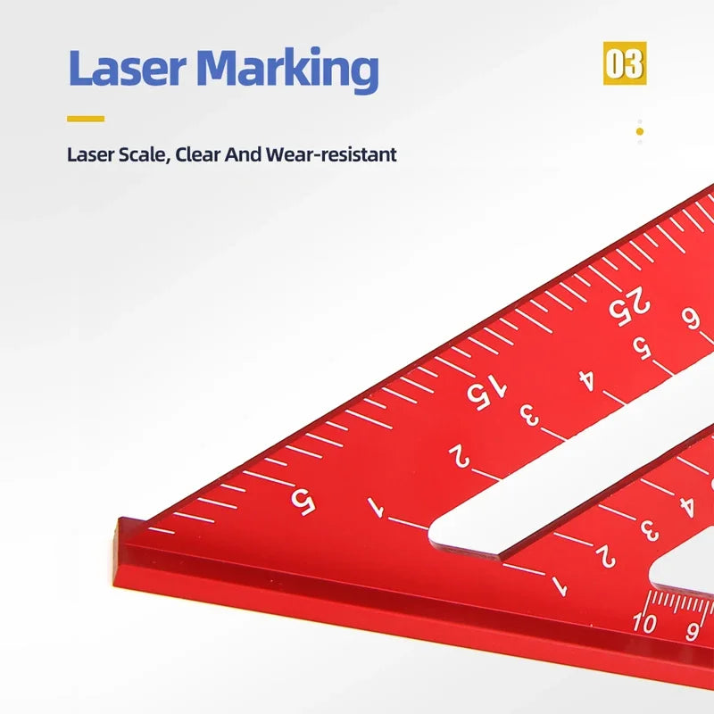 Aluminum Alloy Triangular Ruler 45 Measuring Protractor Angle Ruler Multi-Function Rectangular Ruler Woodworking Triangle Ruler