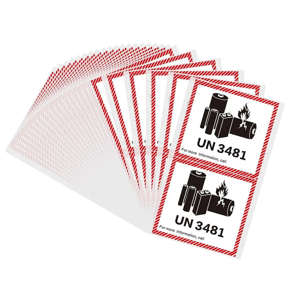 100Pcs Battery Fire Labels UN3481 Transport Lithium Battery Label with Adhesive 4.7 "x 4.3" Transport Warning Label Multipurpose