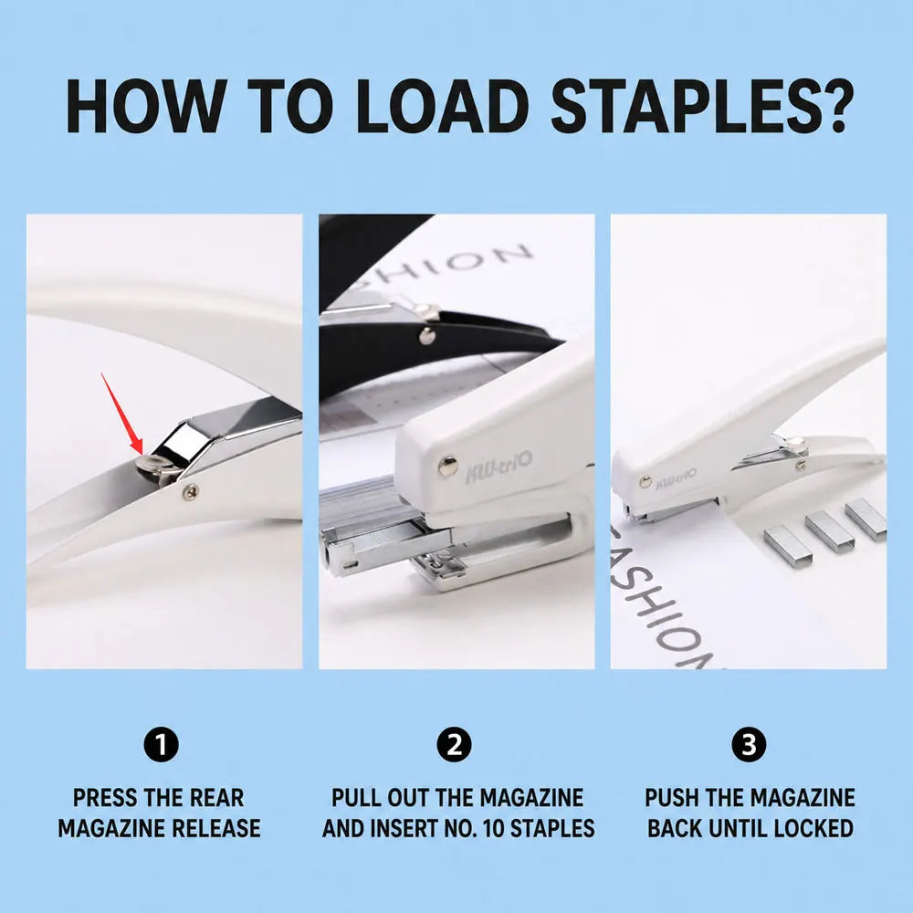 1-Pc Handheld No.10 Stapler Set with 1000 Staples, Durable Plastic Lever Design, 12-Sheet Capacity for Office, School & Home Use