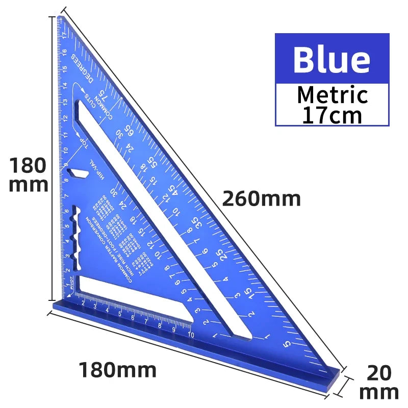 Aluminum Alloy Triangular Ruler 45 Measuring Protractor Angle Ruler Multi-Function Rectangular Ruler Woodworking Triangle Ruler