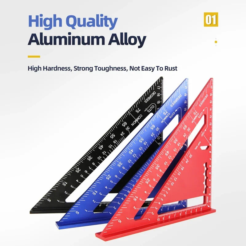 Aluminum Alloy Triangular Ruler 45 Measuring Protractor Angle Ruler Multi-Function Rectangular Ruler Woodworking Triangle Ruler