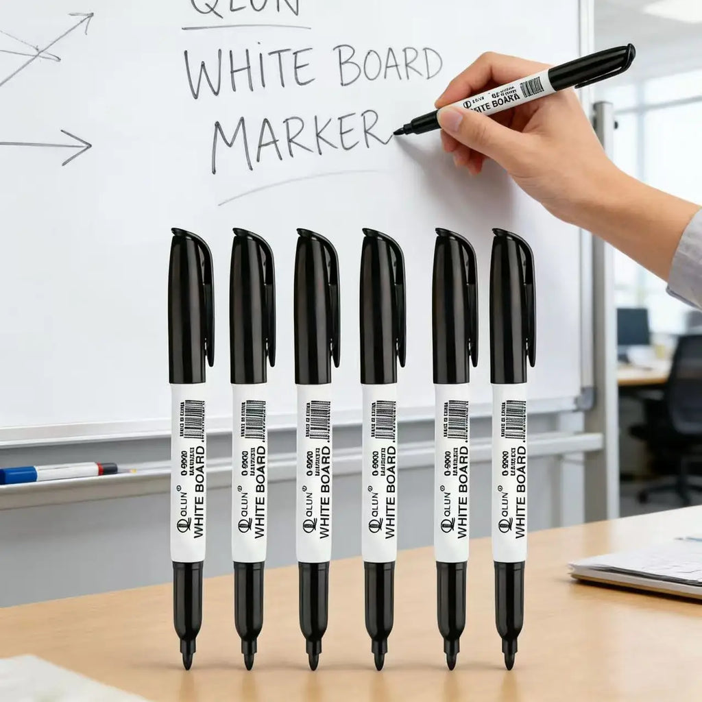 Erasable Black Whiteboard Markers 12 Pcs, Dry Erase Pens for Office School Teaching, Back to School Stationery