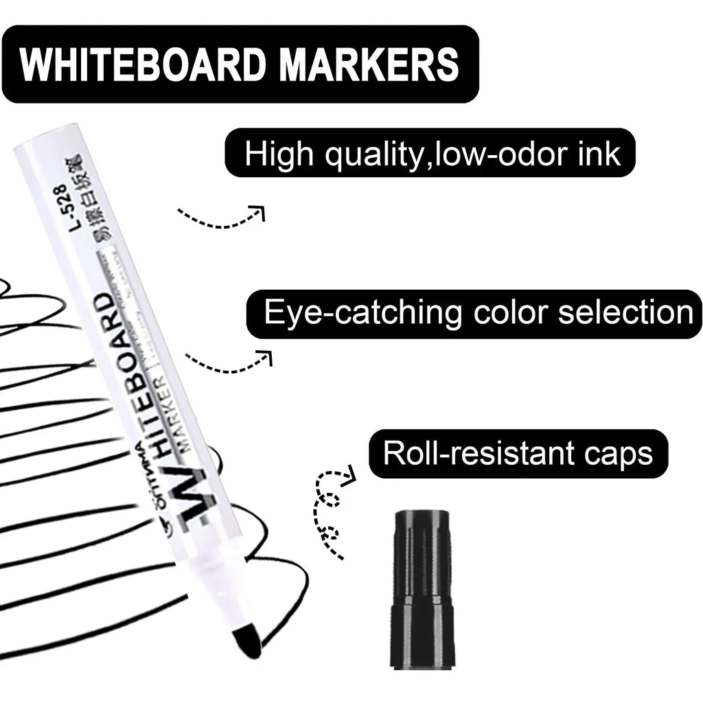 1/20pcs Erasable Whiteboard Marker Pen Blackboard Marker Teaching Chalk for Glass Ceramics Office School Art Marker Stationery