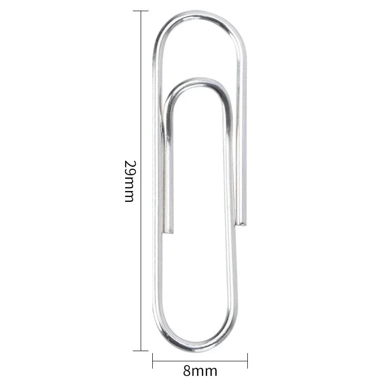 100/200/500PCS Metal Silver Paper Clips for Paperwork Stainless Steel Bookmark Paperclips Organizers Office School Supplies