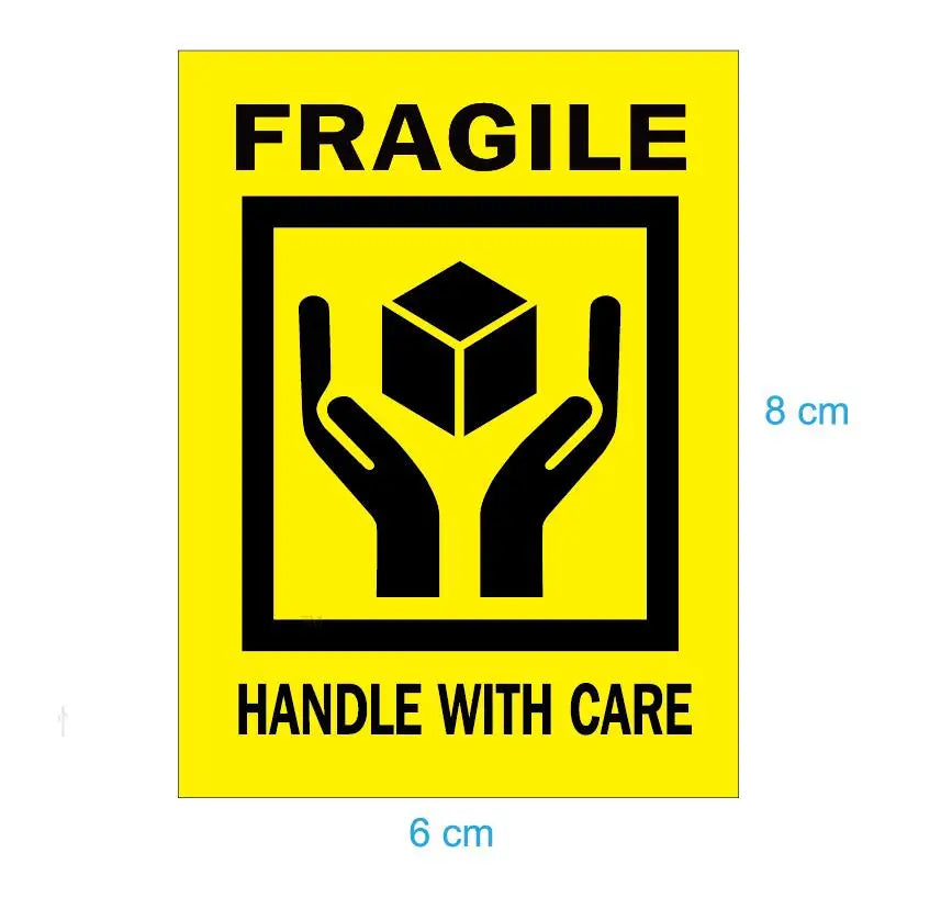 100pcs FRAGILE HANDLE WITH CARE Paper Shipping Label Sticker Package Safety Protection Reminder Delivery Transfer Damage Warning