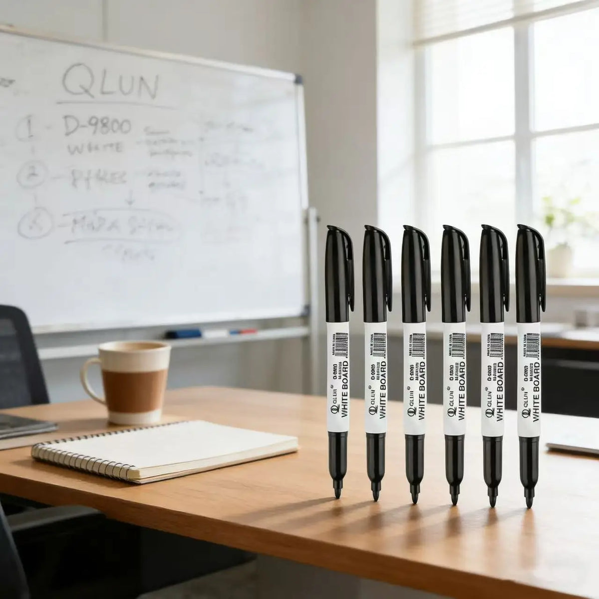 Erasable Black Whiteboard Markers 12 Pcs, Dry Erase Pens for Office School Teaching, Back to School Stationery