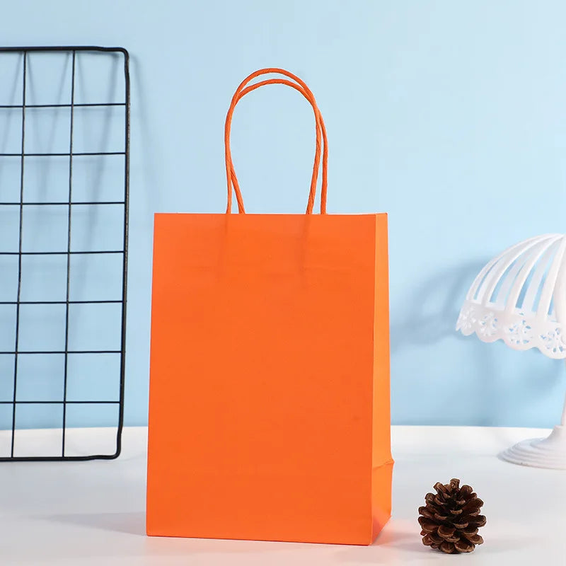 10pcs Candy Colorful Kraft Paper Gift Bag Wedding Party Decoration Gift Shopping Bags DIY Bag Festive Christmas Supplies
