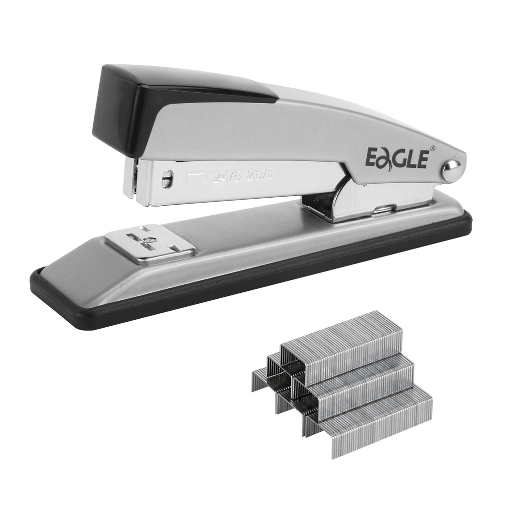 EAGLE Metal Stapler 20 Sheet Capacity Includes 1000 Staples for Temporary/Permanent Binding, Anti-Jam with Non-Skid Base