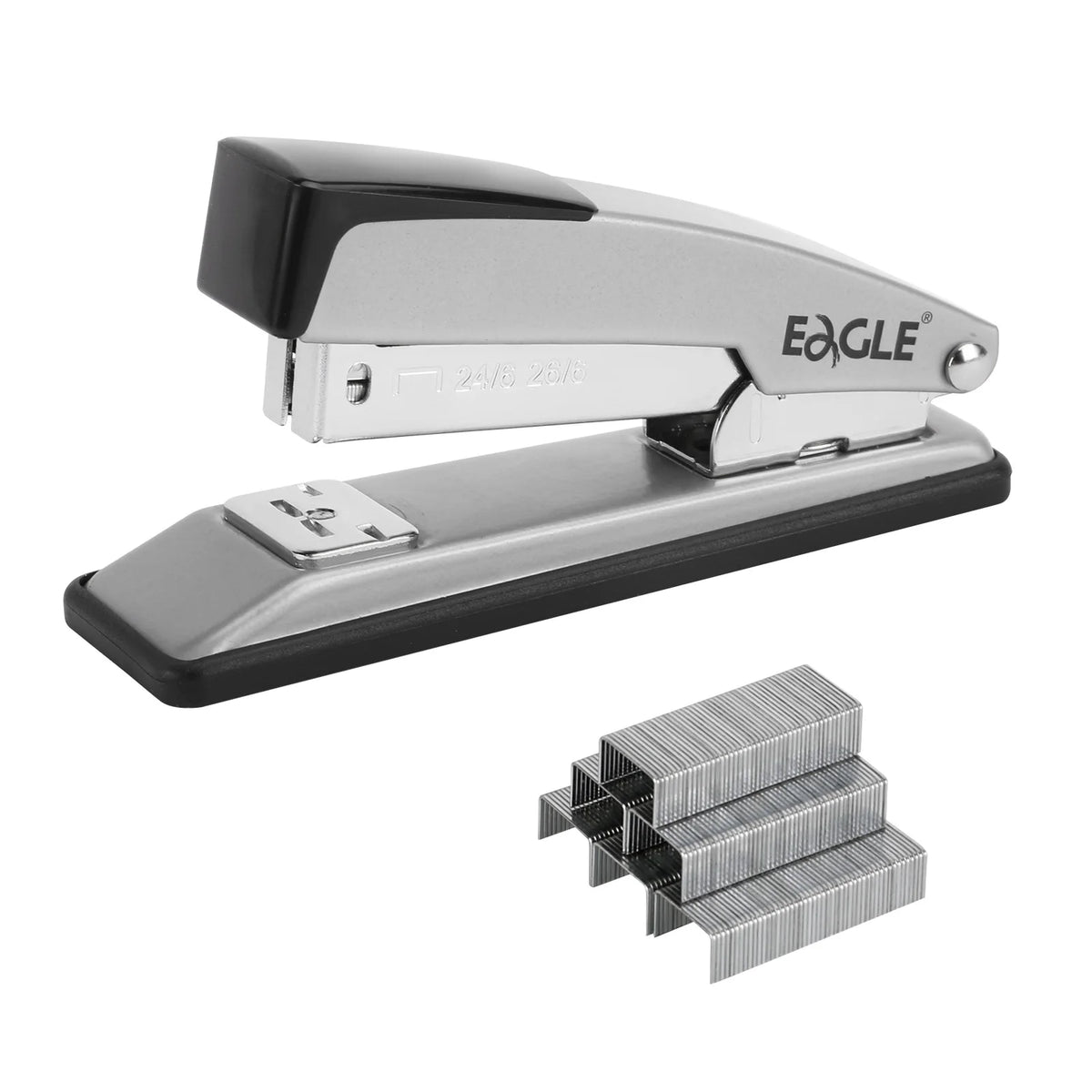 EAGLE Metal Stapler 20 Sheet Capacity Includes 1000 Staples for Temporary/Permanent Binding, Anti-Jam with Non-Skid Base