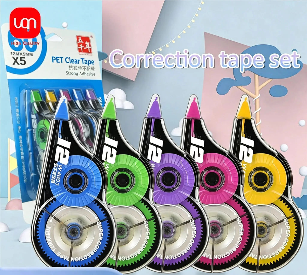 WQN-5/10PCS 5*12M Roller Large Capacity White Correct Belt Correction Belt Stationery Student Office School Stationery Supplies