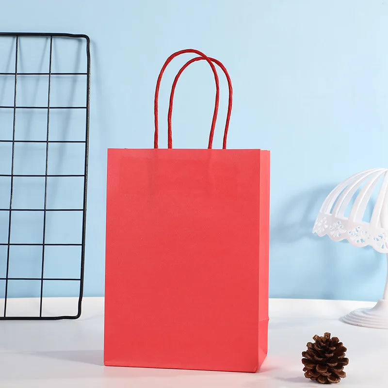 10pcs Candy Colorful Kraft Paper Gift Bag Wedding Party Decoration Gift Shopping Bags DIY Bag Festive Christmas Supplies