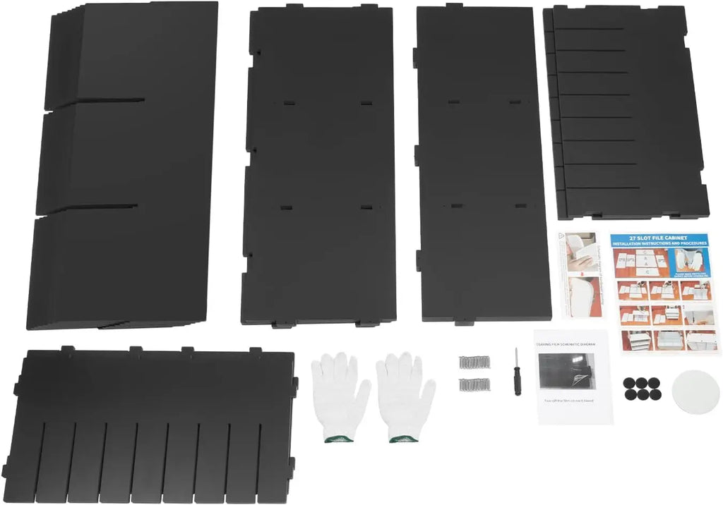 27 Compartments Adjustable Wooden Desktop File Sorter Black Literature Organizer Mail Document Holder for Office School Home Desk Storage