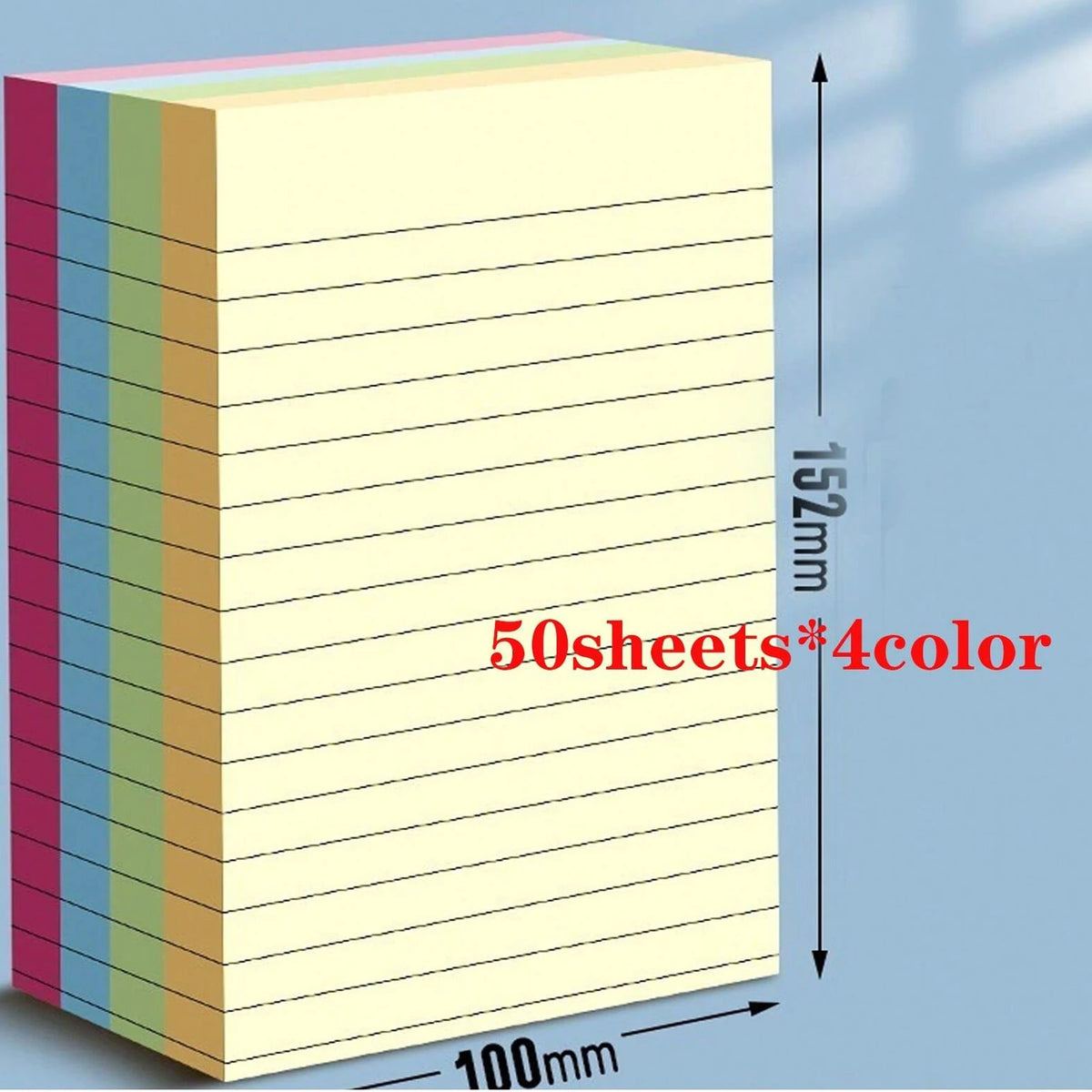 Large Lined Fluorescent Sticky Notes, Self-Adhesive Memo Pads, Essential for Office, School, Study & Home Organization