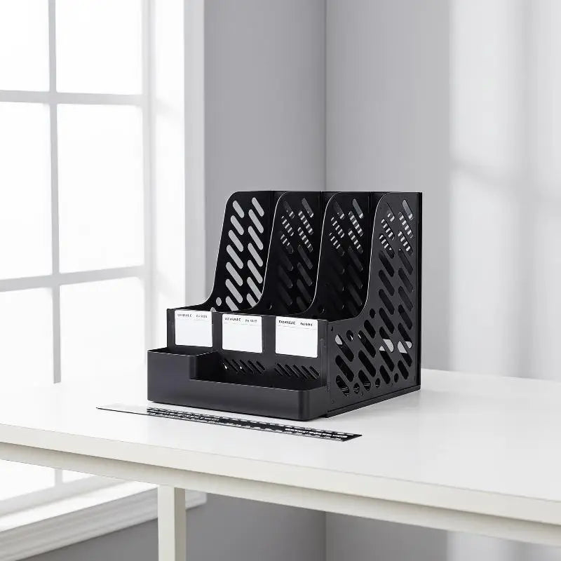 @*4 Column File Rack Holder Multifunctional Desktop Organizer for Books Art Supplies Sundries Office Home Studio