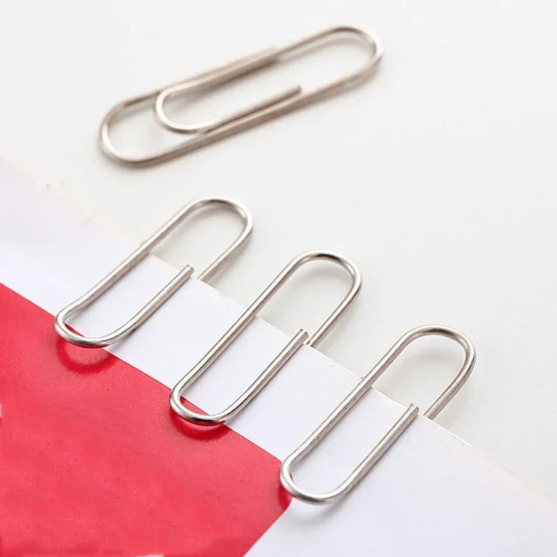100/200/500PCS Metal Silver Paper Clips for Paperwork Stainless Steel Bookmark Paperclips Organizers Office School Supplies