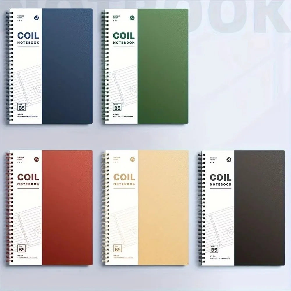 High Quality A5/B5 Spiral Notebook Thicken 120 Cream Pages Pocket Notebooks Lay-Flat Binding with Ring Binders Coil Notebook