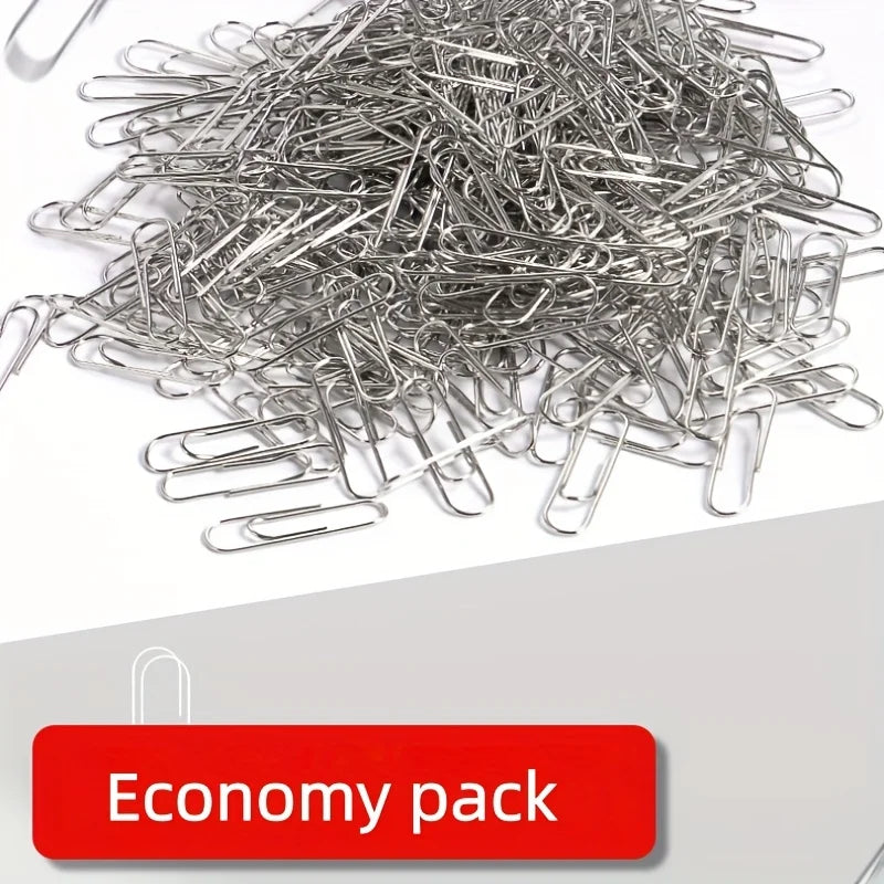 1000pcs Barrel Pack Stainless Steel Paper Clips - Heavy-Duty Thickened Anti-Rust Metal Fasteners for Office, School And Home Use