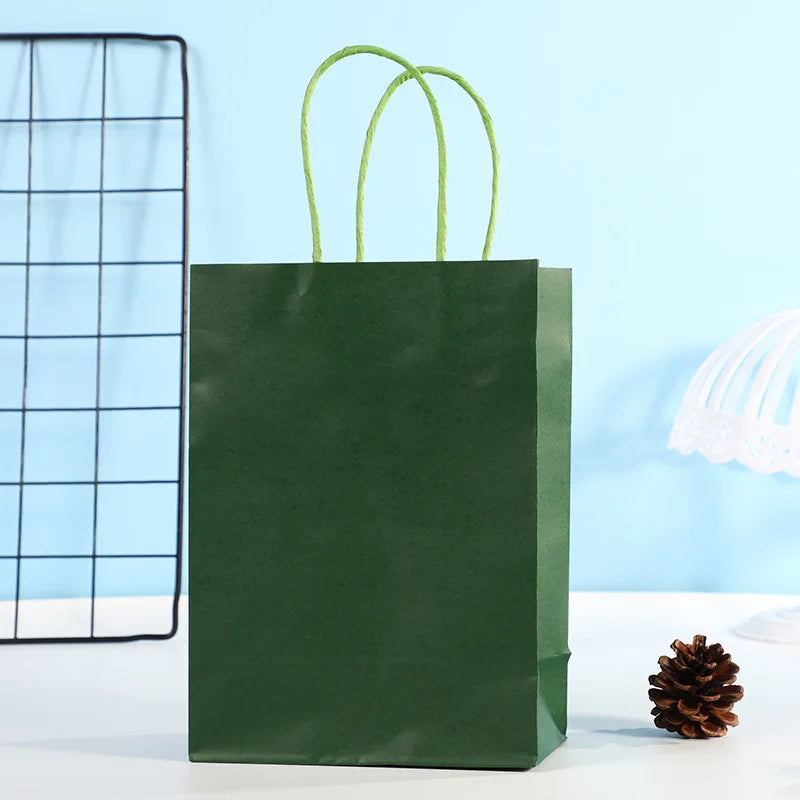 10pcs Candy Colorful Kraft Paper Gift Bag Wedding Party Decoration Gift Shopping Bags DIY Bag Festive Christmas Supplies