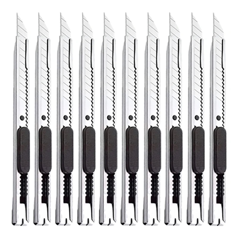 10/100Pcs Stainless Steel Utility Knife Set, Non‑Slip Box Cutter with Sharp Blades for Paper Cutting, Unboxing & Carving