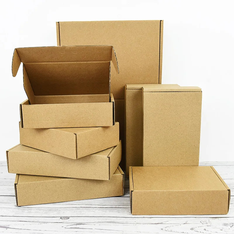 5Pcs Multi Size Brown Kraft Paper Gift Box Christmas Cookies Candy Packaging Box Wedding Gifts For Guest Handmade Soap Wrapping
