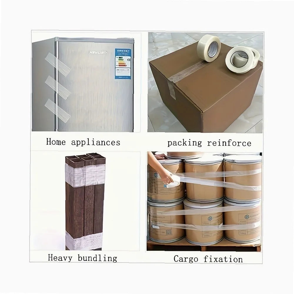 Fiberglass Reinforced Packaging Tape | 30/40/50mm Wide Transparent Heavy Duty Strapping Tape for Shipping Boxes, Home